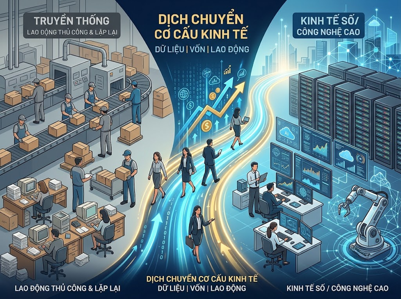 Tác động của AI đến cơ cấu kinh tế, việc làm và phân bổ nguồn lực