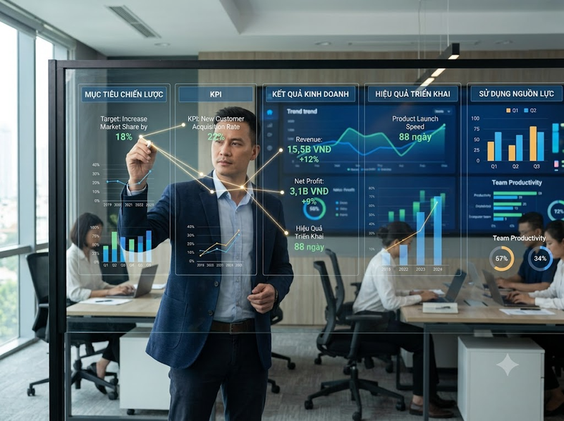 Cách đánh giá hiệu quả chiến lược doanh nghiệp qua mục tiêu, KPI và kết quả