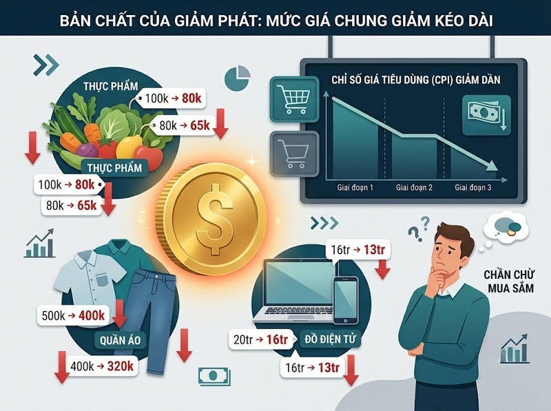 Tìm hiểu giảm phát qua nguyên nhân, tác động đến tiêu dùng, đầu tư, việc làm
