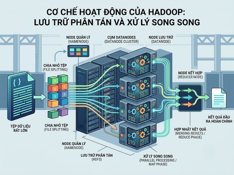 Hadoop trong Big Data hỗ trợ lưu trữ và xử lý phân tán như thế nào?