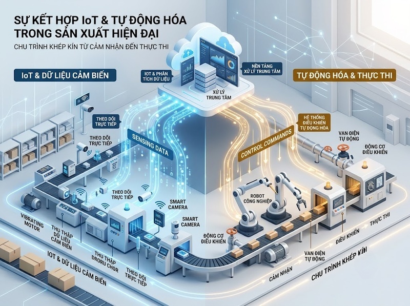 IoT và tự động hóa giúp thiết bị thu thập dữ liệu, phản hồi, điều khiển