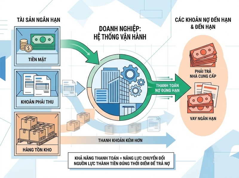 Đánh giá khả năng thanh toán doanh nghiệp qua tài sản, nợ và dòng tiền