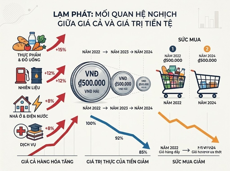 Lạm phát và giá trị tiền tệ qua sức mua, tiết kiệm và tỷ giá