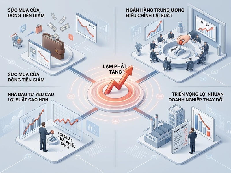 Lạm phát và thị trường tài chính qua lãi suất, cổ phiếu, trái phiếu, dòng vốn