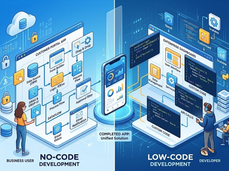 Low-code và No-code khác nhau về kỹ năng, khả năng tùy chỉnh, đối tượng