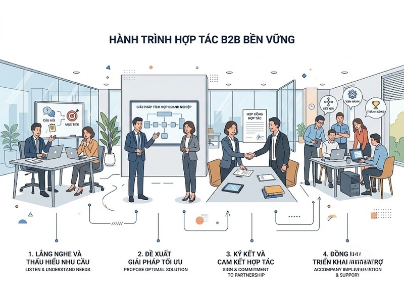 Tìm hiểu mô hình kinh doanh B2B qua khách hàng, bán hàng và doanh thu