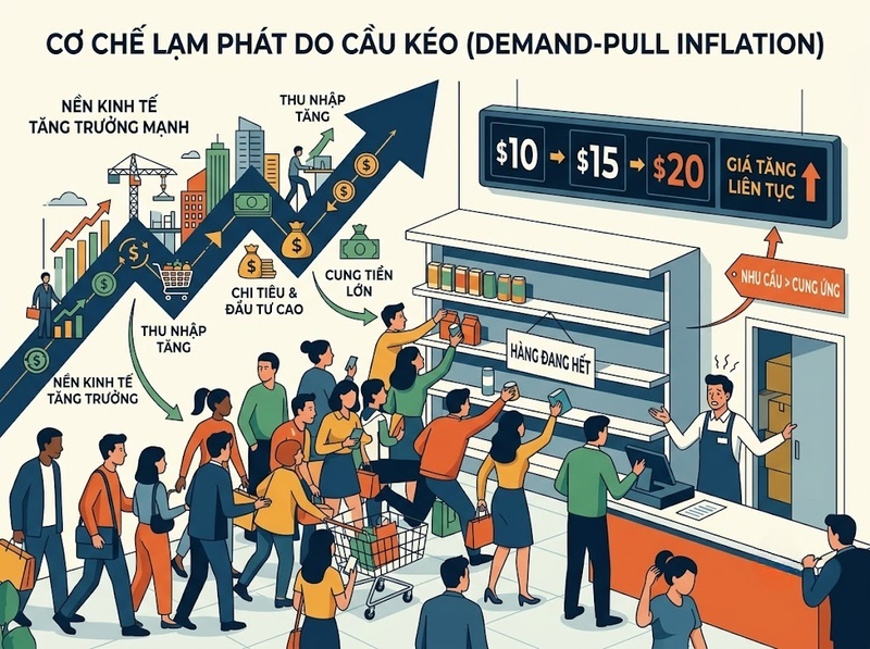 Nguyên nhân lạm phát từ cầu kéo, chi phí đẩy và chính sách tiền tệ
