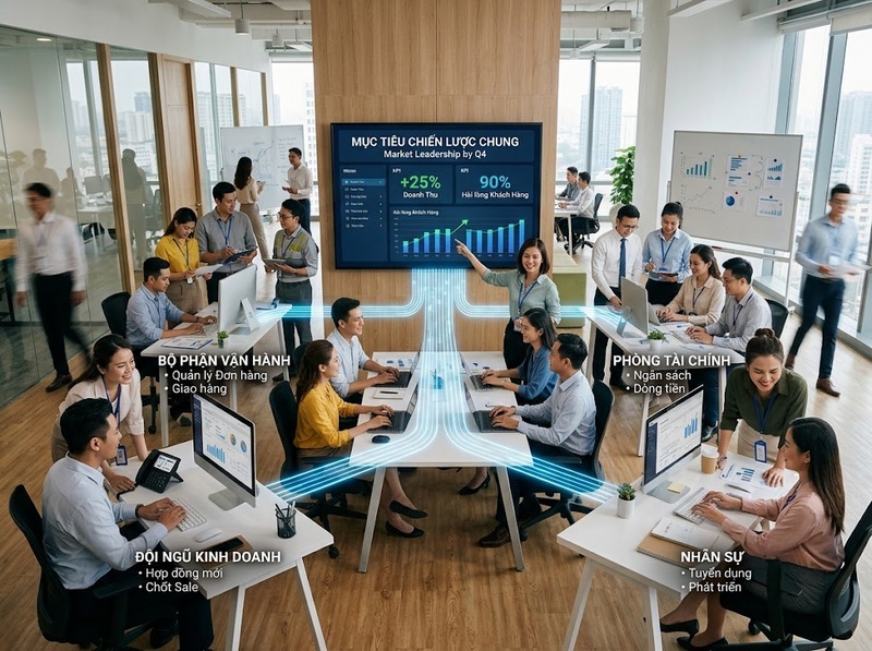 Triển khai chiến lược doanh nghiệp qua mục tiêu, nguồn lực và giám sát