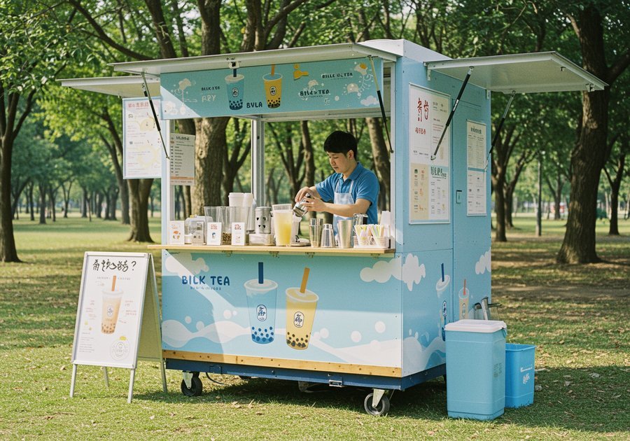 Các mẫu xe trà sữa màu xanh đẹp giúp thương hiệu nổi bật tức thì