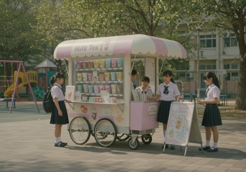 Các mẫu xe trà sữa dễ thương thích hợp bán tại trường học và công viên